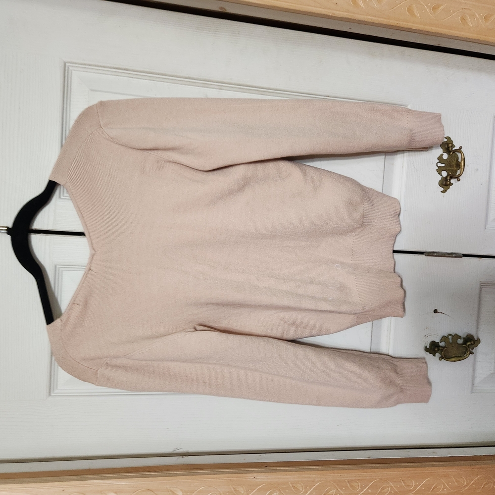 Joan Vass Cream V-Neck Sweater - Picture 6 of 8